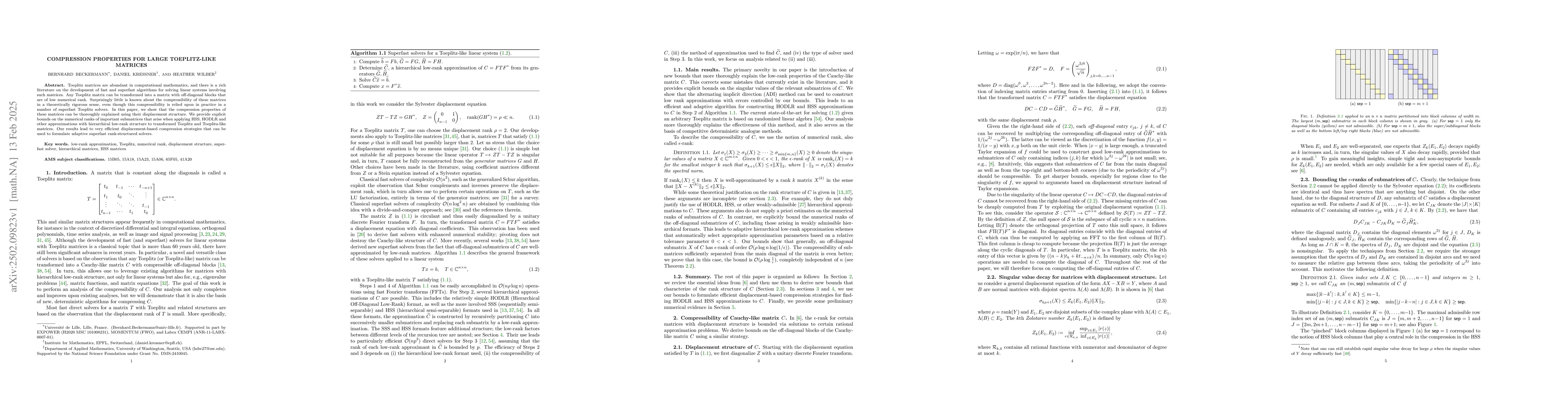 Thumbnail for Compression Properties for large Toeplitz-like matrices