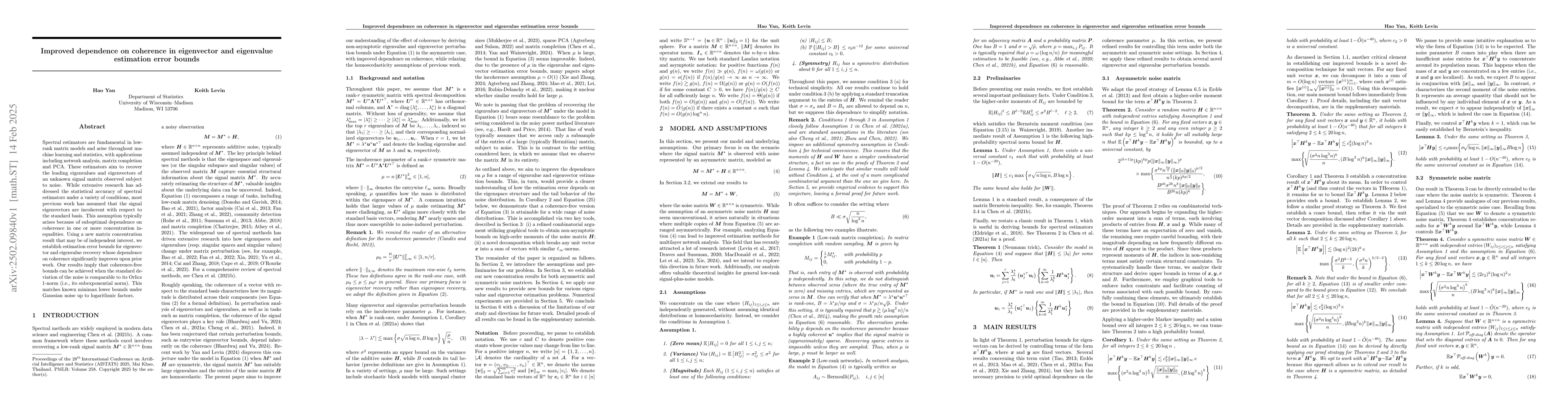 Thumbnail for Improved dependence on coherence in eigenvector and eigenvalue
  estimation error bounds