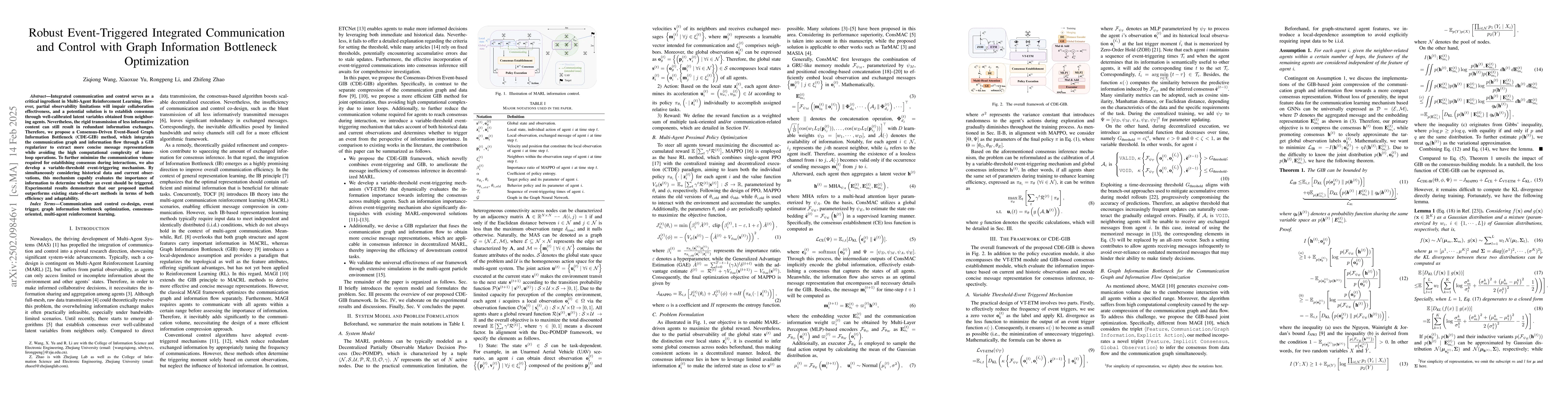 Thumbnail for Robust Event-Triggered Integrated Communication and Control with Graph
  Information Bottleneck Optimization