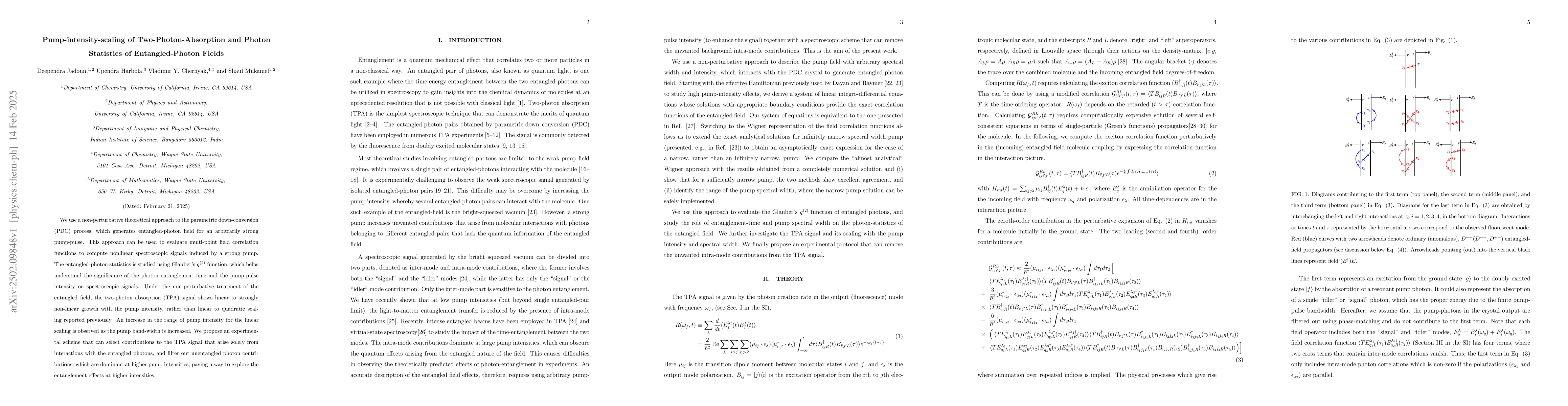 Thumbnail for Pump-intensity-scaling of Two-Photon-Absorption and Photon Statistics of
  Entangled-Photon Fields