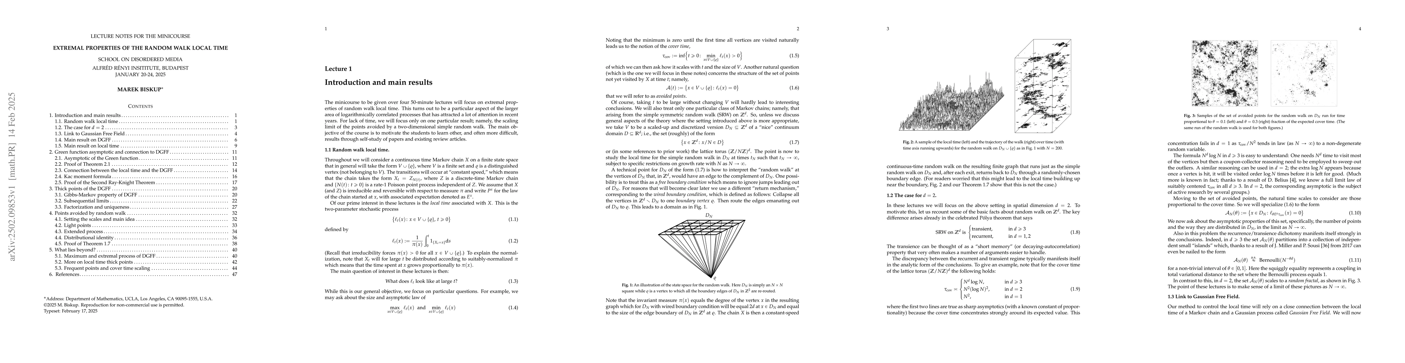 Thumbnail for Extremal properties of the random walk local time