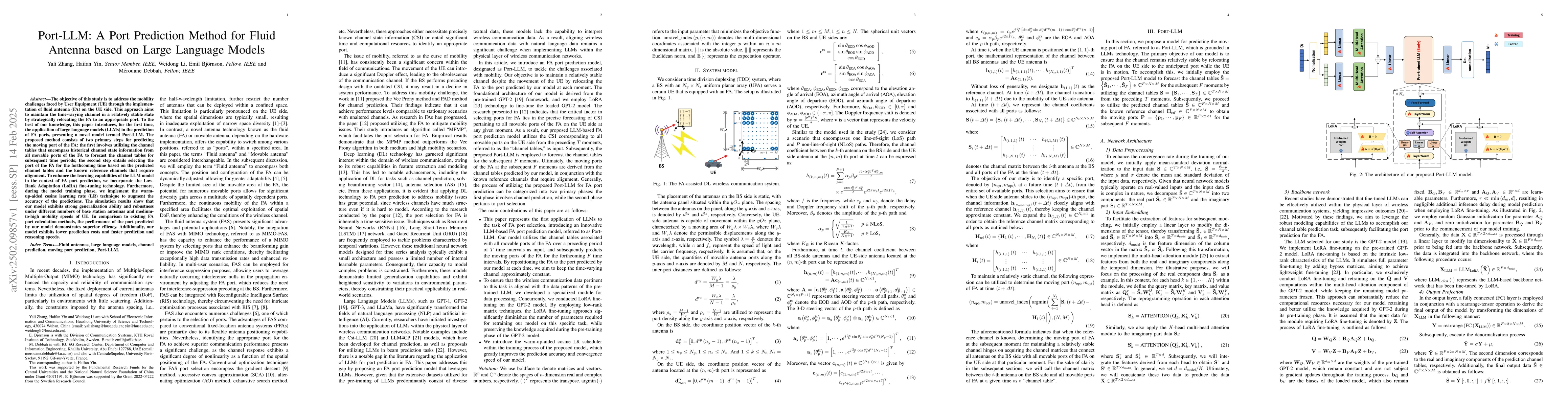Thumbnail for Port-LLM: A Port Prediction Method for Fluid Antenna based on Large
  Language Models