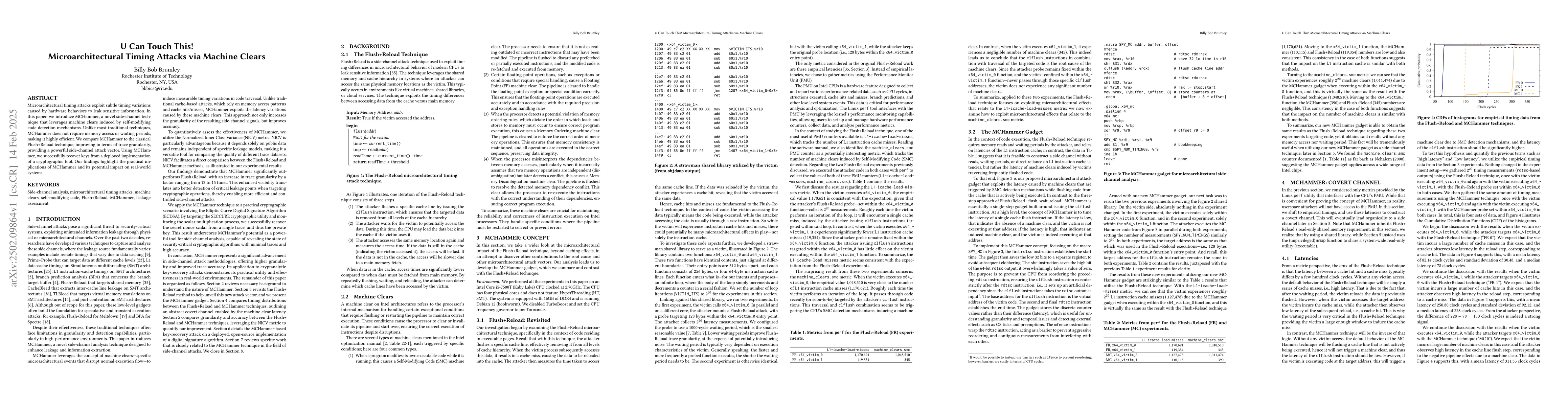 Thumbnail for U Can Touch This! Microarchitectural Timing Attacks via Machine Clears