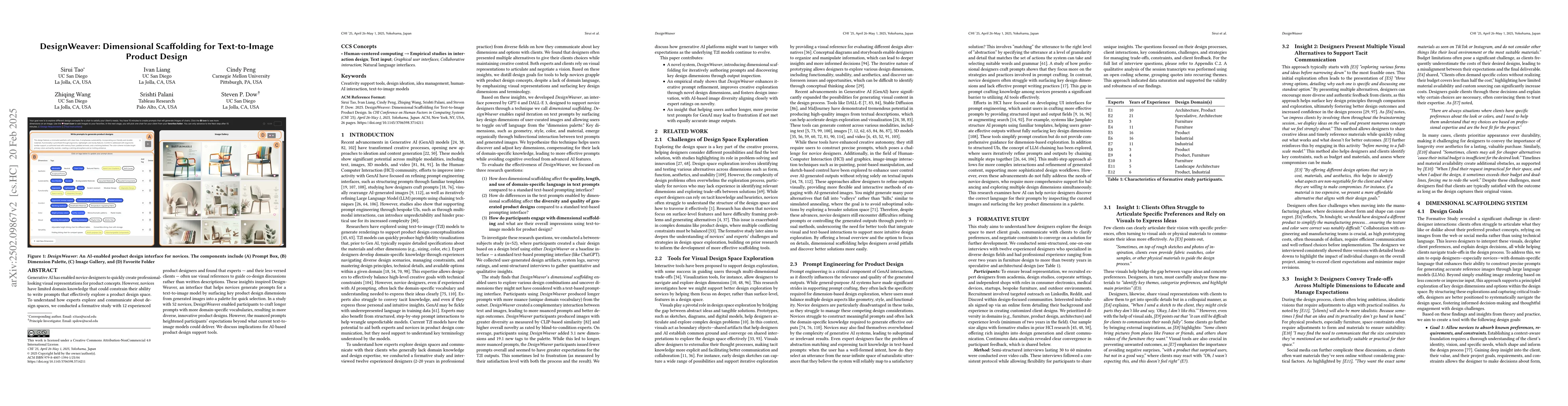 Thumbnail for DesignWeaver: Dimensional Scaffolding for Text-to-Image Product Design