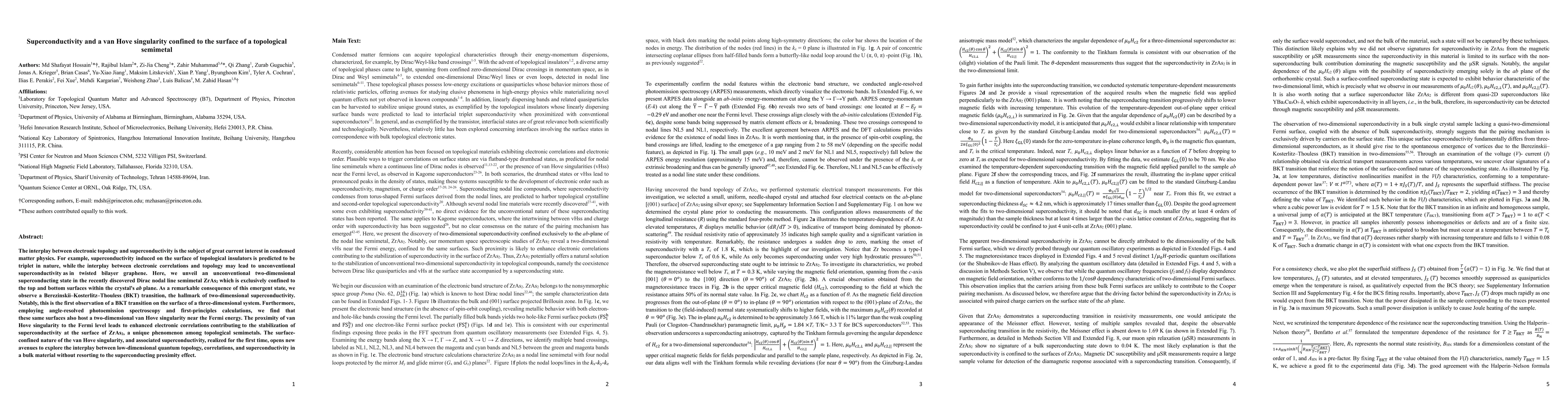 Thumbnail for Superconductivity and a van Hove singularity confined to the surface of
  a topological semimetal