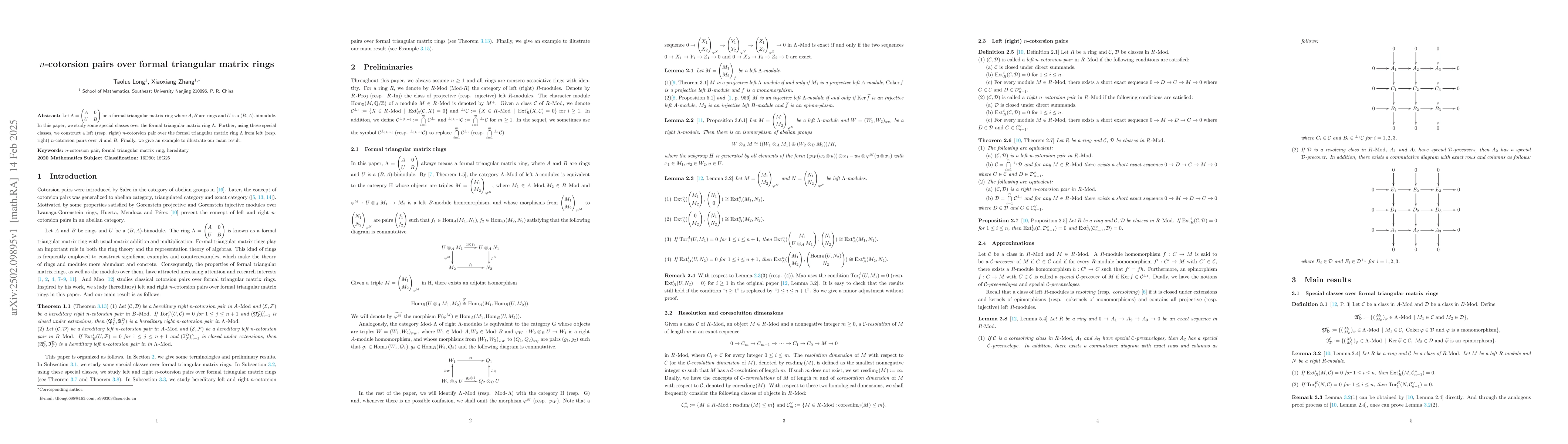 Thumbnail for $n$-cotorsion pairs over formal triangular matrix rings