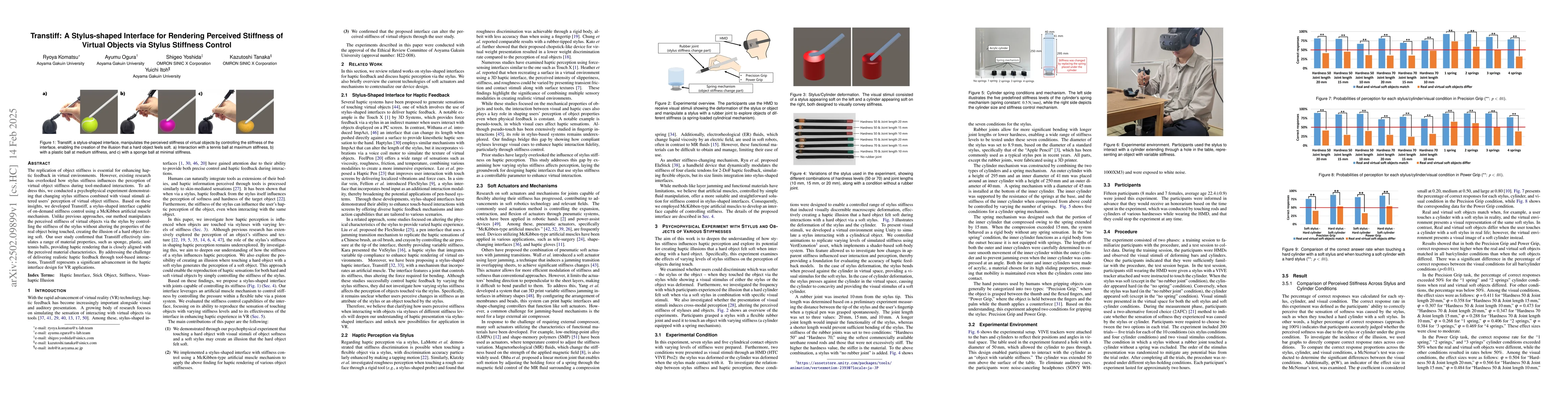 Thumbnail for Transtiff: A Stylus-shaped Interface for Rendering Perceived Stiffness
  of Virtual Objects via Stylus Stiffness Control