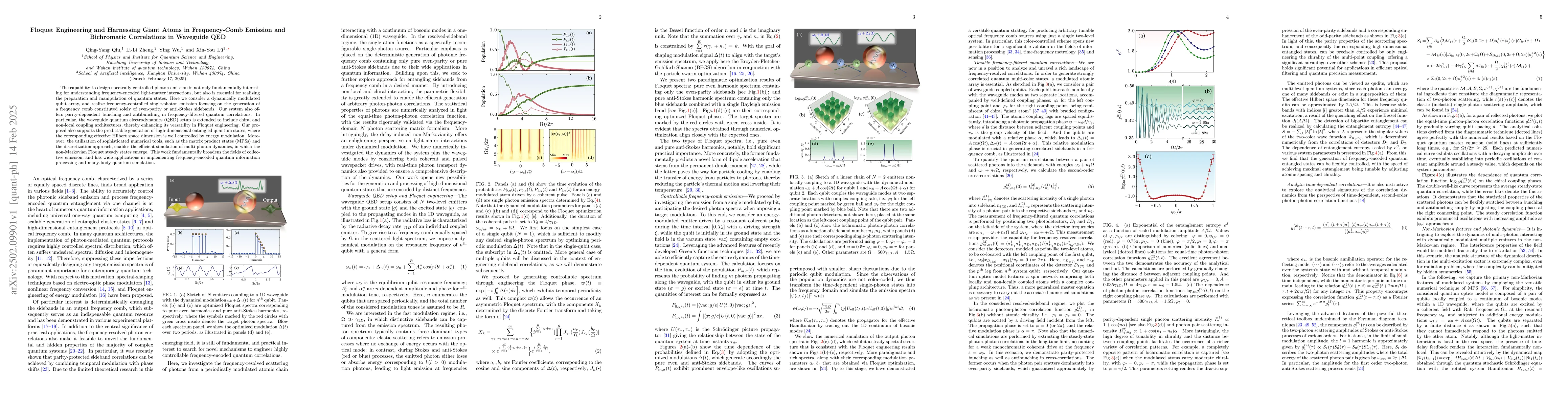 Thumbnail for Floquet Engineering and Harnessing Giant Atoms in Frequency-Comb
  Emission and Bichromatic Correlations in Waveguide QED