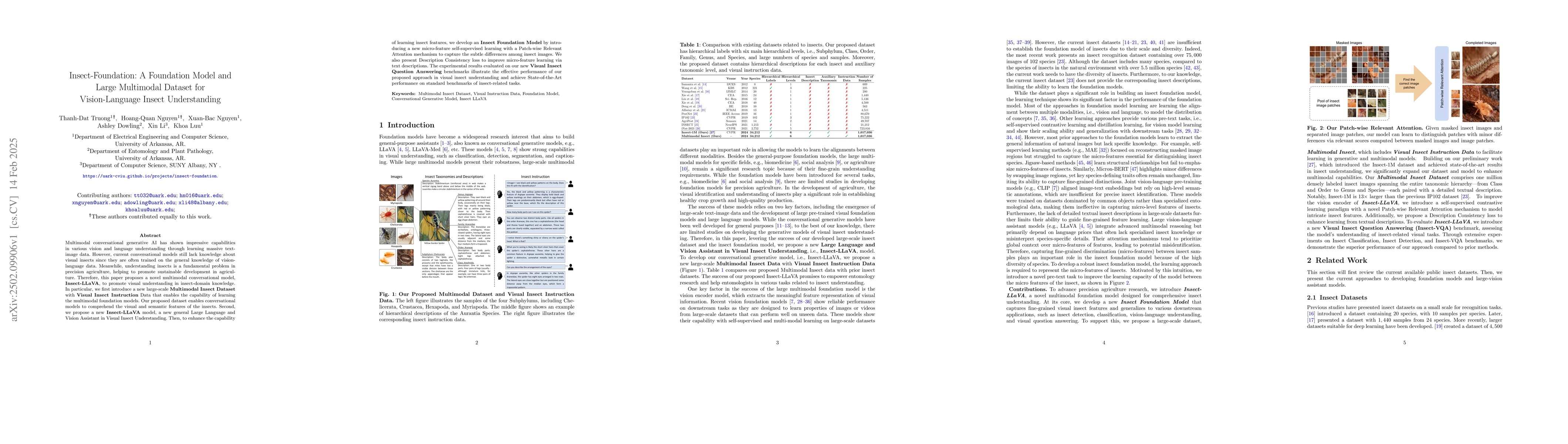 Thumbnail for Insect-Foundation: A Foundation Model and Large Multimodal Dataset for
  Vision-Language Insect Understanding