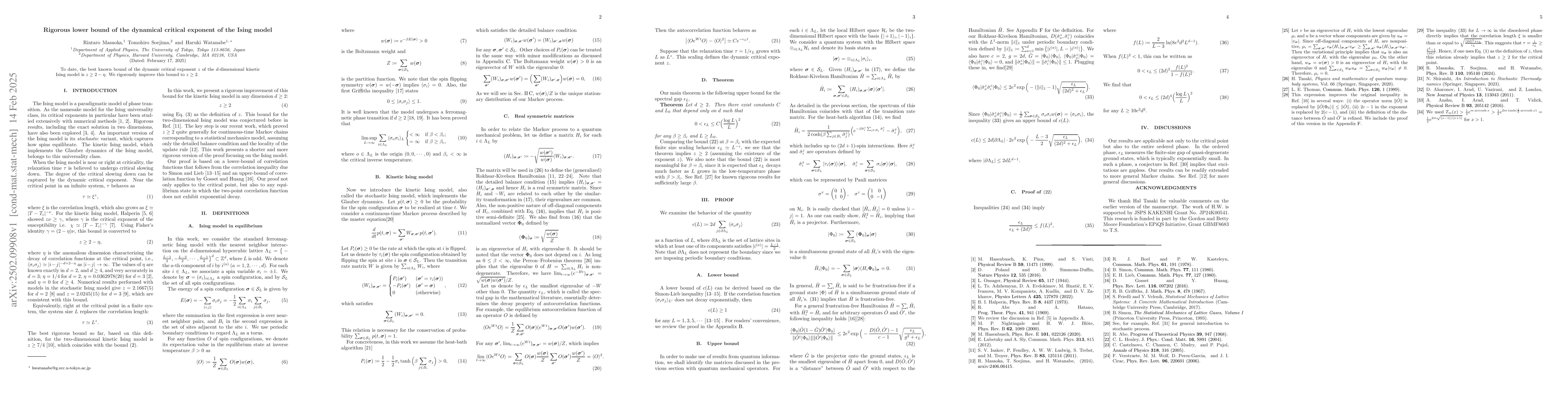 Thumbnail for Rigorous lower bound of the dynamical critical exponent of the Ising
  model