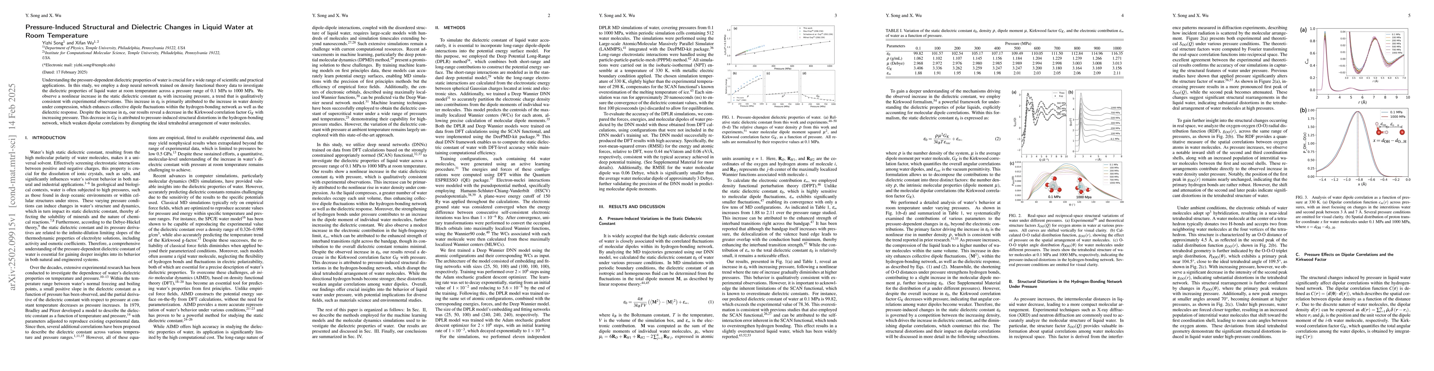 Thumbnail for Pressure-Induced Structural and Dielectric Changes in Liquid Water at
  Room Temperature