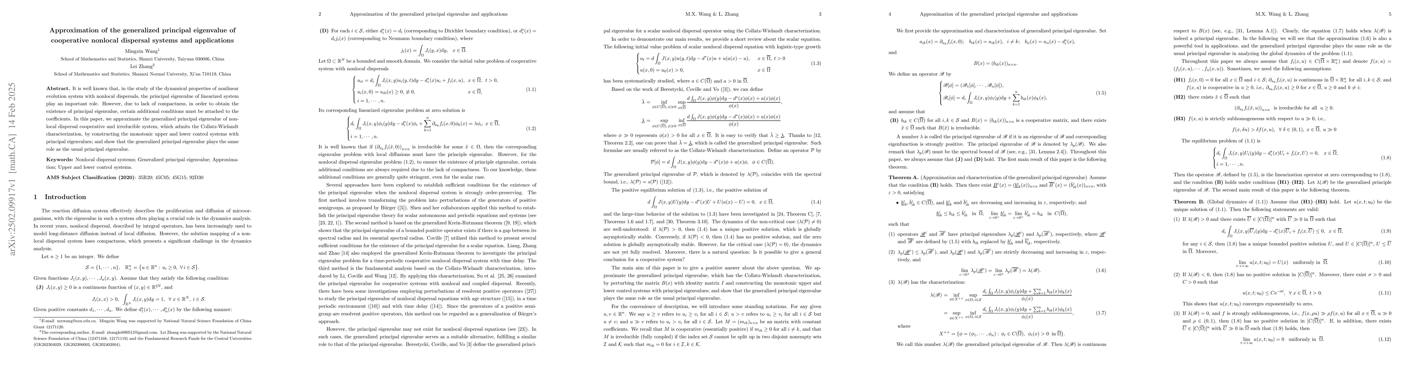 Thumbnail for Approximation of the generalized principal eigenvalue of cooperative
  nonlocal dispersal systems and applications