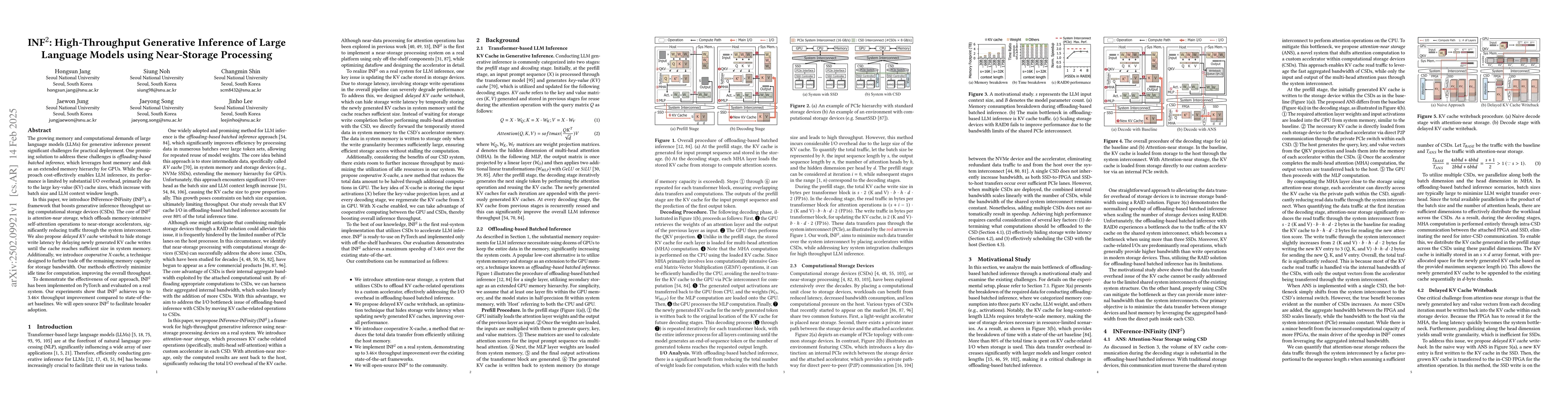 Thumbnail for INF^2: High-Throughput Generative Inference of Large Language Models
  using Near-Storage Processing