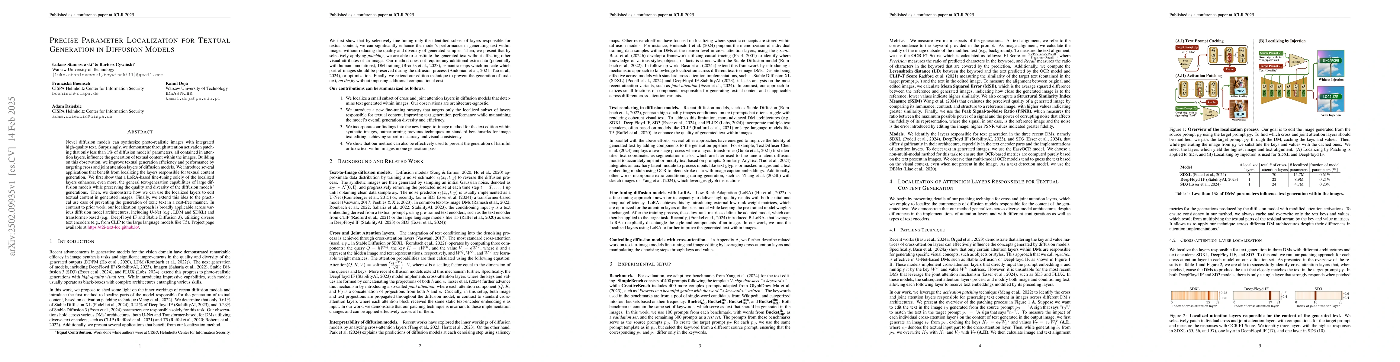 Thumbnail for Precise Parameter Localization for Textual Generation in Diffusion
  Models