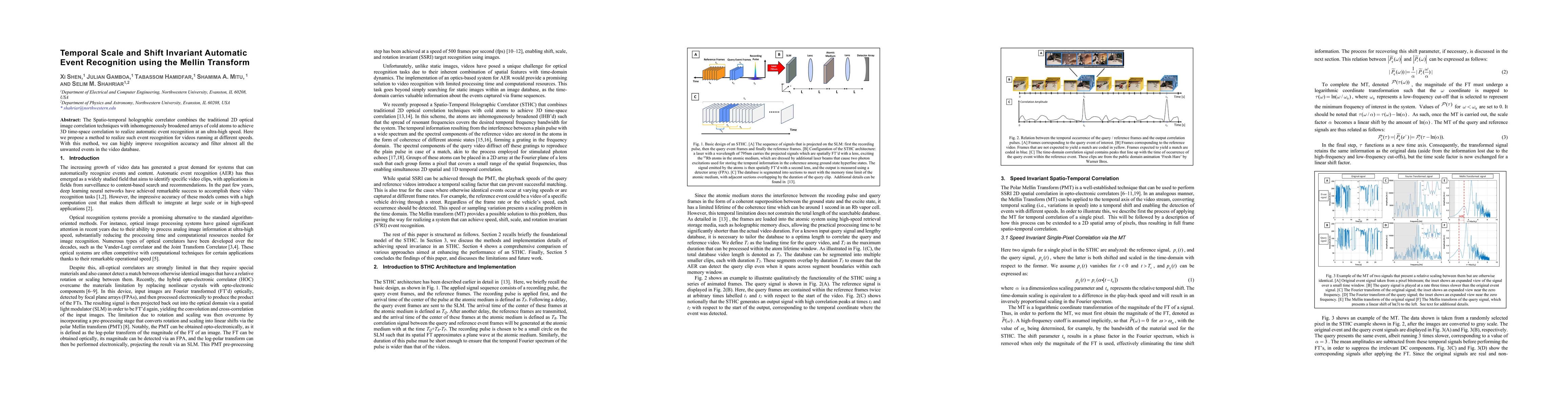 Thumbnail for Temporal Scale and Shift Invariant Automatic Event Recognition using the
  Mellin Transform
