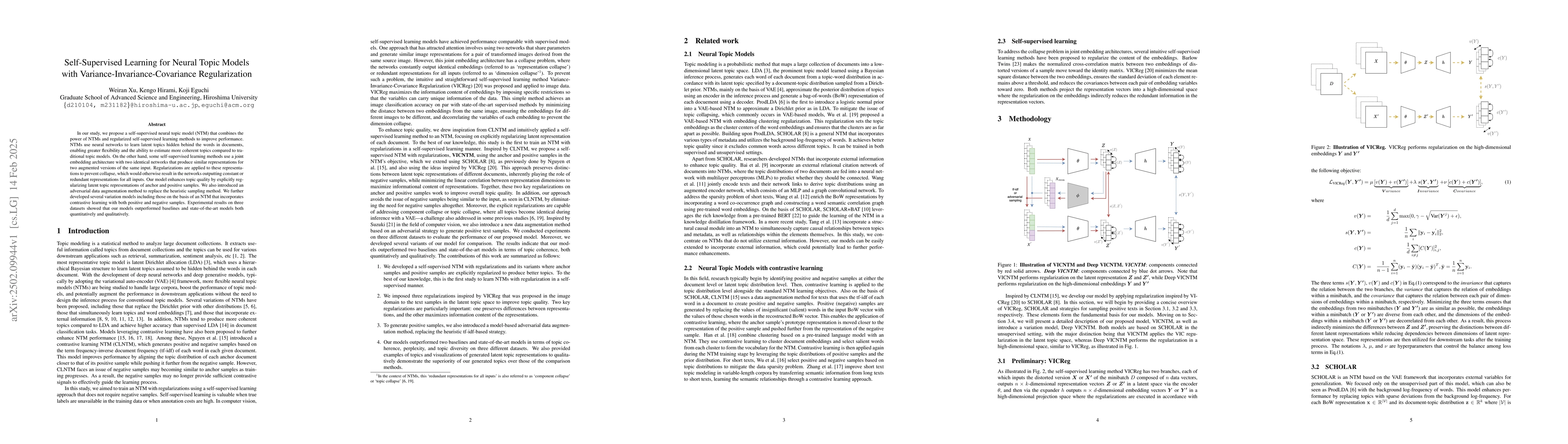 Thumbnail for Self-Supervised Learning for Neural Topic Models with
  Variance-Invariance-Covariance Regularization