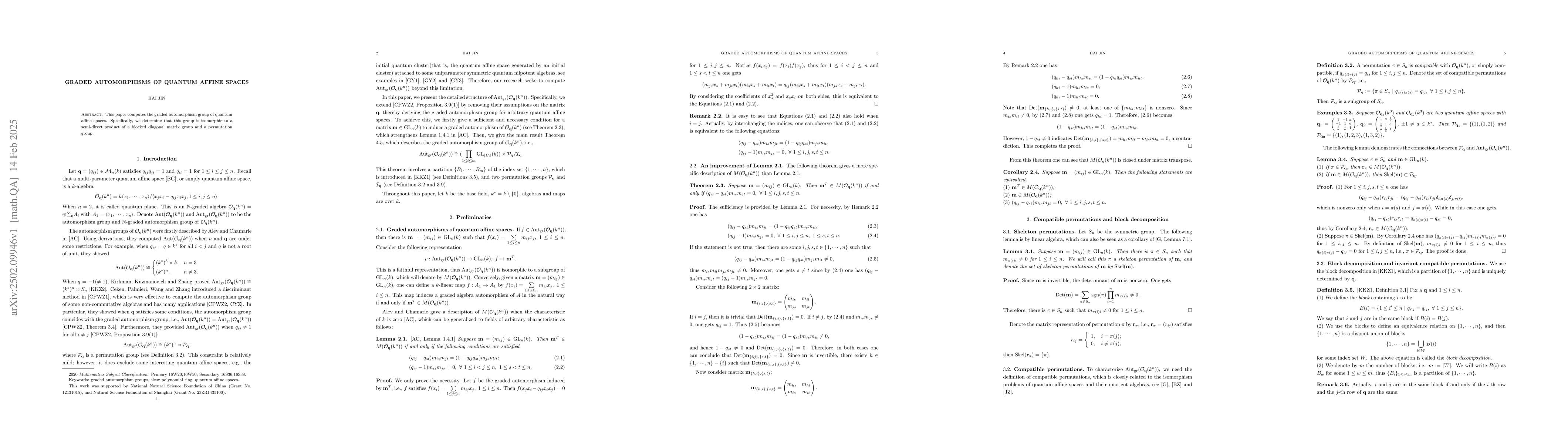 Thumbnail for Graded automorphisms of quantum affine spaces
