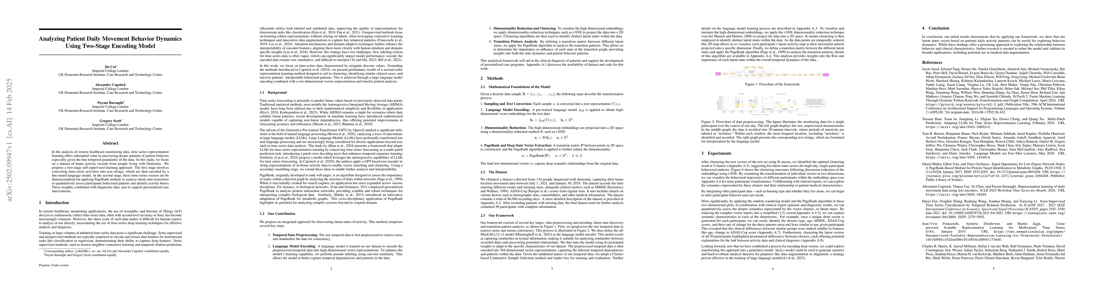 Thumbnail for Analyzing Patient Daily Movement Behavior Dynamics Using Two-Stage
  Encoding Model