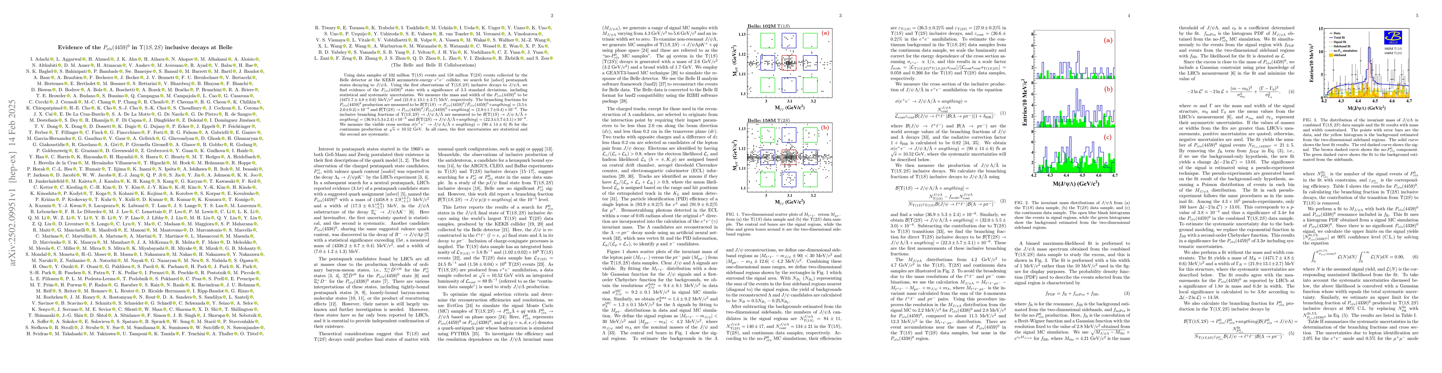 Thumbnail for Evidence of the P_ccbars(4459)0 in Upsilon(1S, 2S) inclusive decays at
  Belle