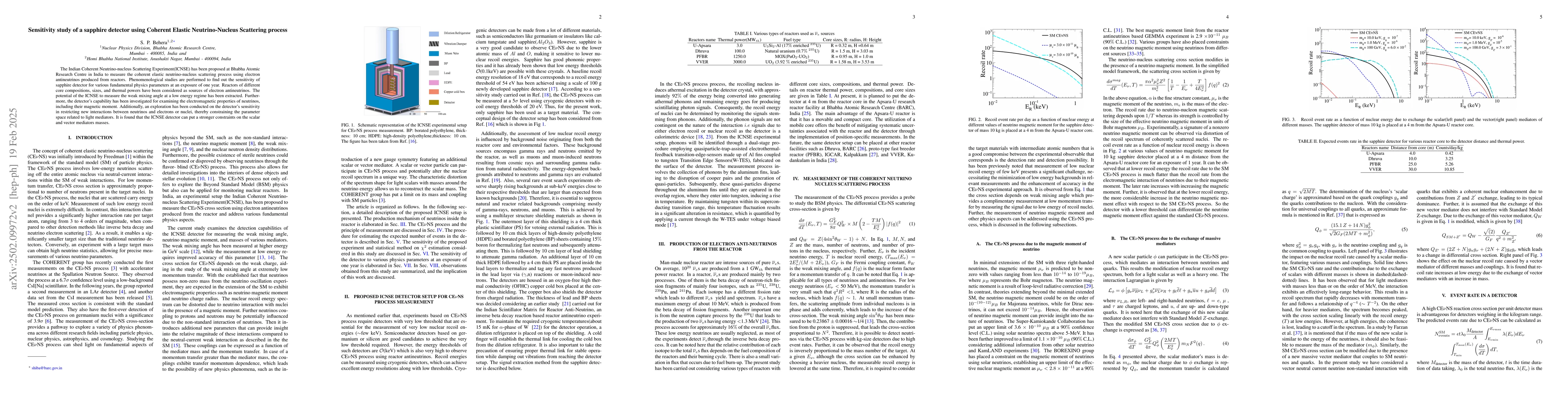 Thumbnail for Sensitivity study of a sapphire detector using Coherent Elastic
  Neutrino-Nucleus Scattering process