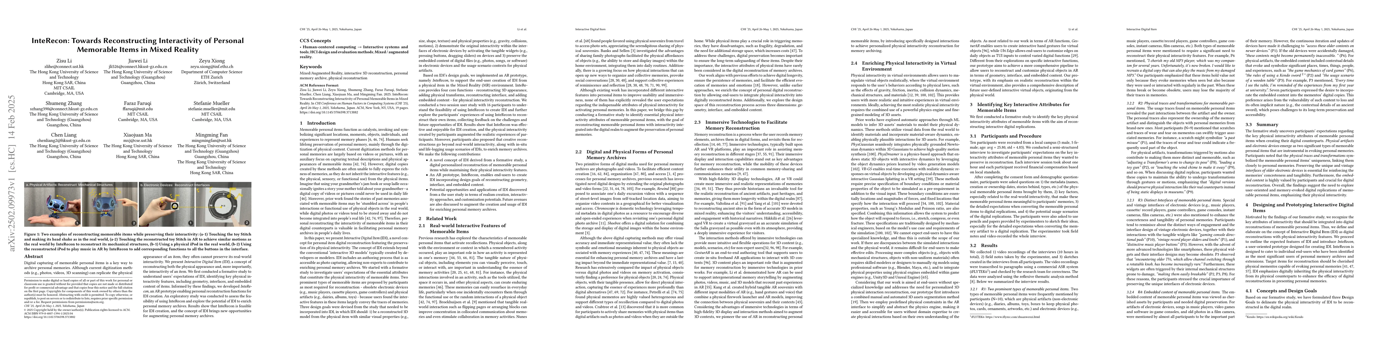 Thumbnail for InteRecon: Towards Reconstructing Interactivity of Personal Memorable
  Items in Mixed Reality
