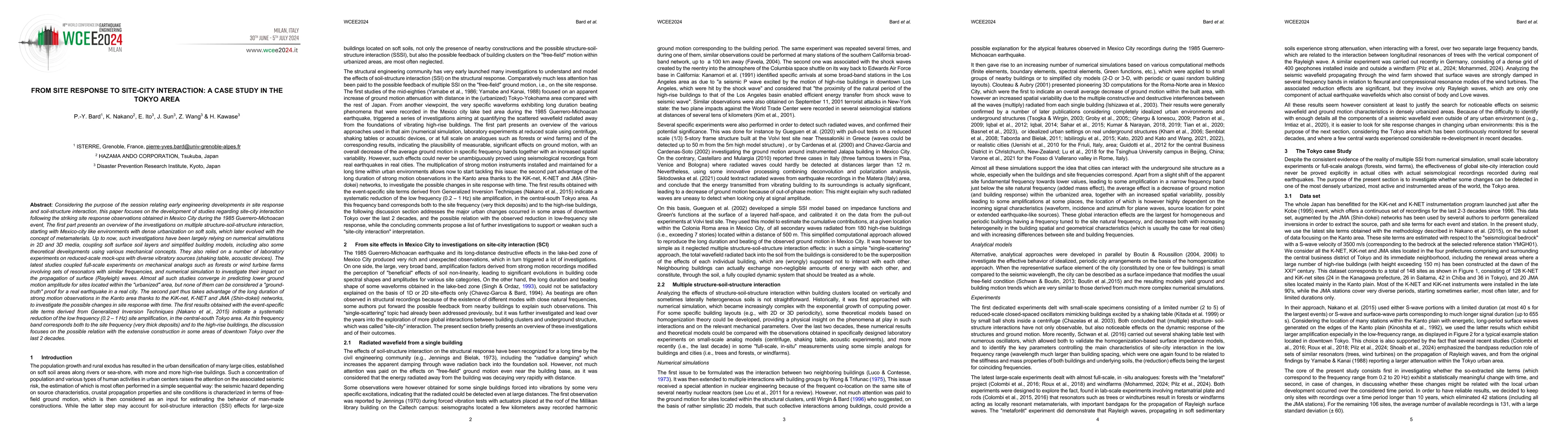 Thumbnail for From Site Response to Site-city Interaction: a Case Study in the Tokyo
  Area