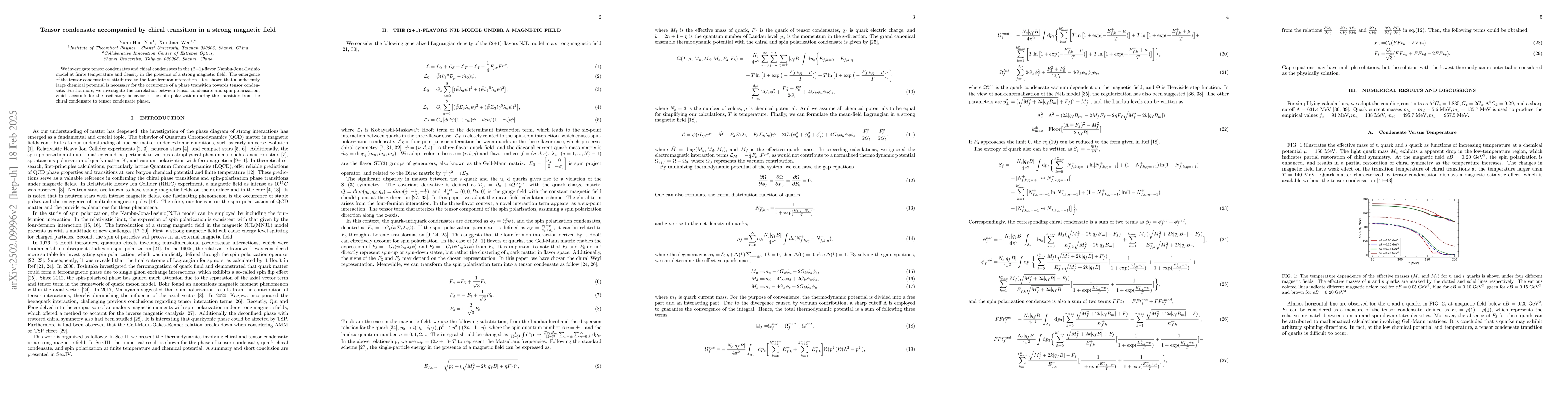 Thumbnail for Tensor condensate accompanied by chiral transition in a strong magnetic
  field