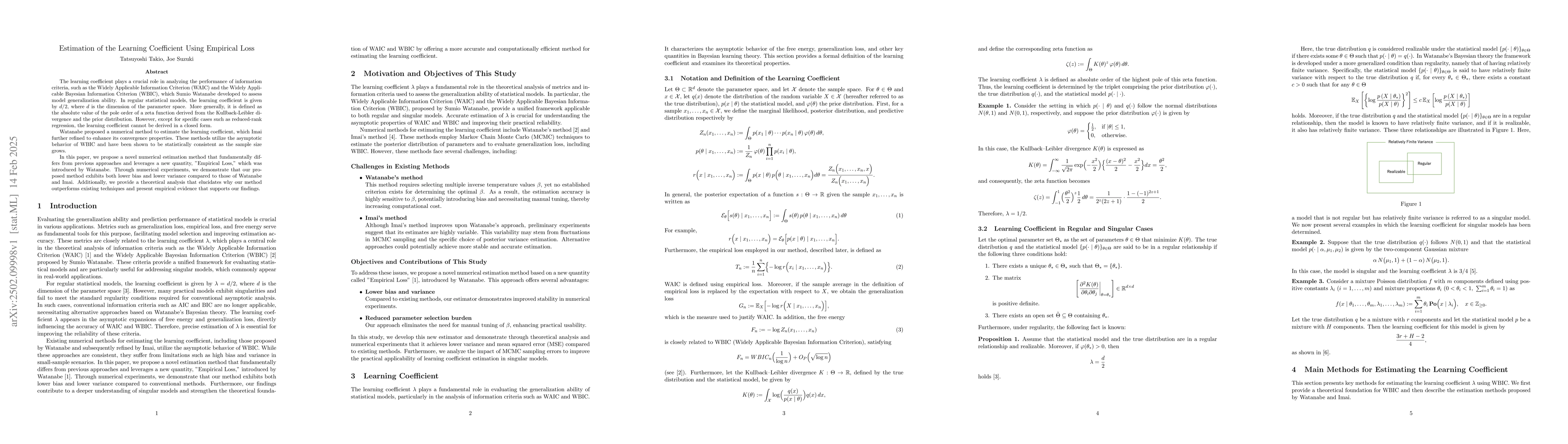 Thumbnail for Estimation of the Learning Coefficient Using Empirical Loss