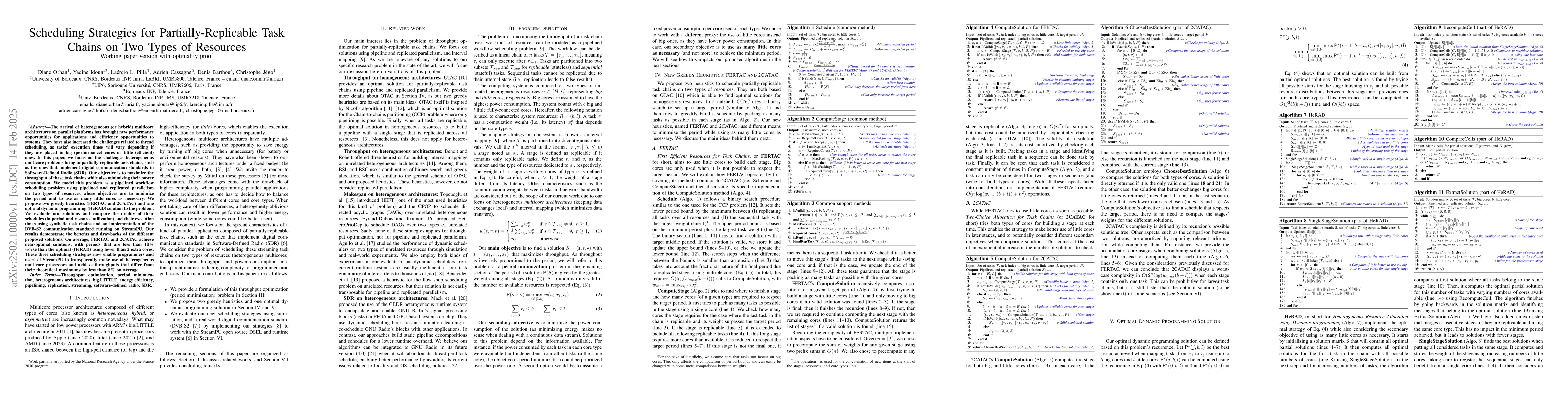 Thumbnail for Scheduling Strategies for Partially-Replicable Task Chains on Two Types
  of Resources