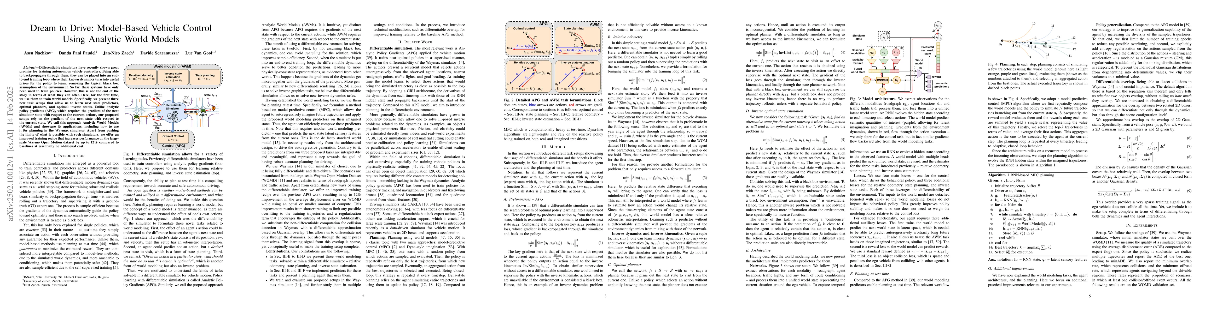 Thumbnail for Dream to Drive: Model-Based Vehicle Control Using Analytic World Models