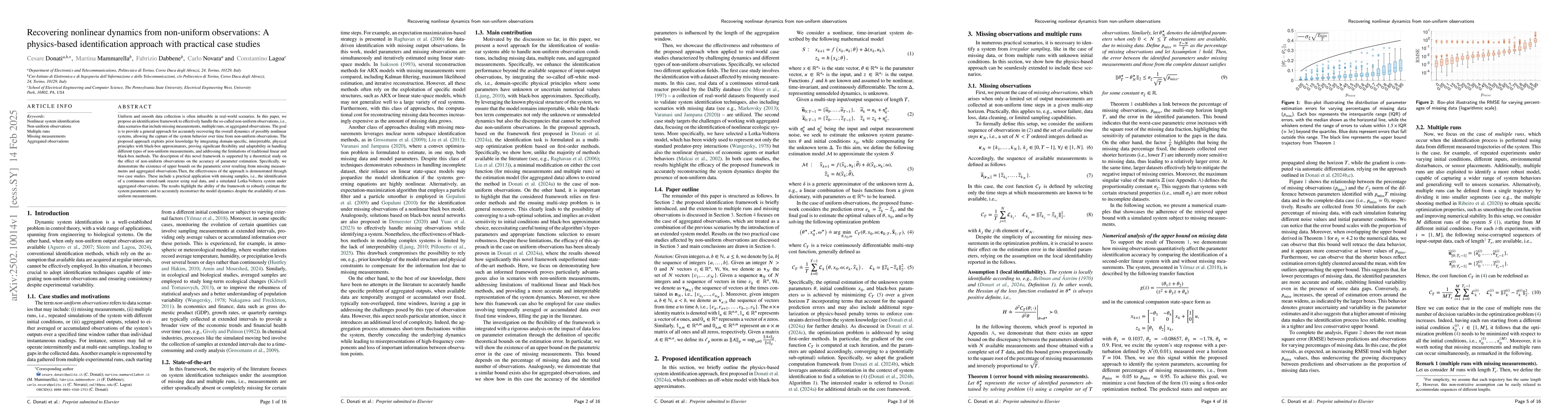 Thumbnail for Recovering nonlinear dynamics from non-uniform observations: A
  physics-based identification approach with practical case studies
