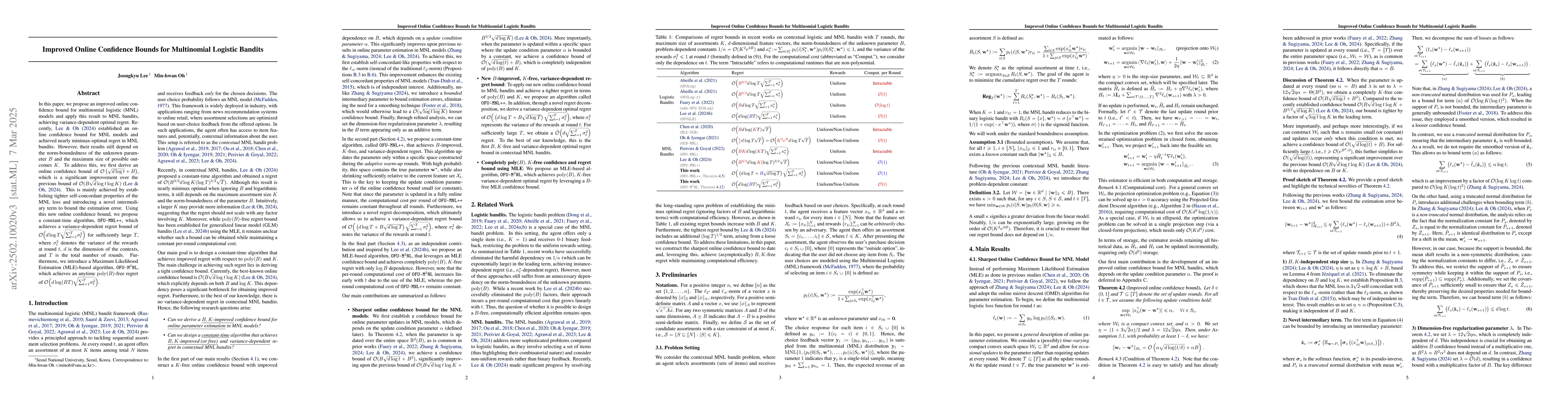 Thumbnail for Improved Online Confidence Bounds for Multinomial Logistic Bandits