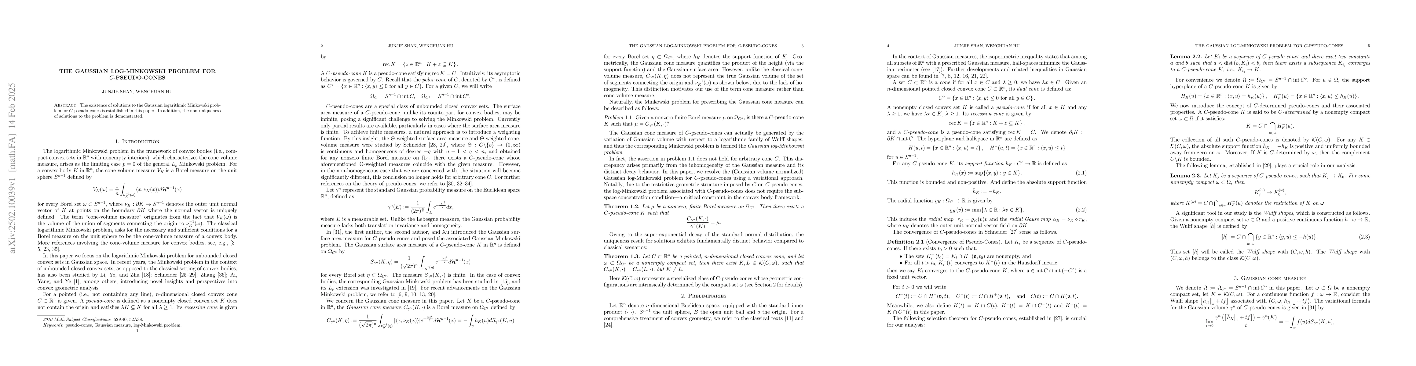 Thumbnail for The Gaussian log-Minkowski problem for C-pseudo-cones