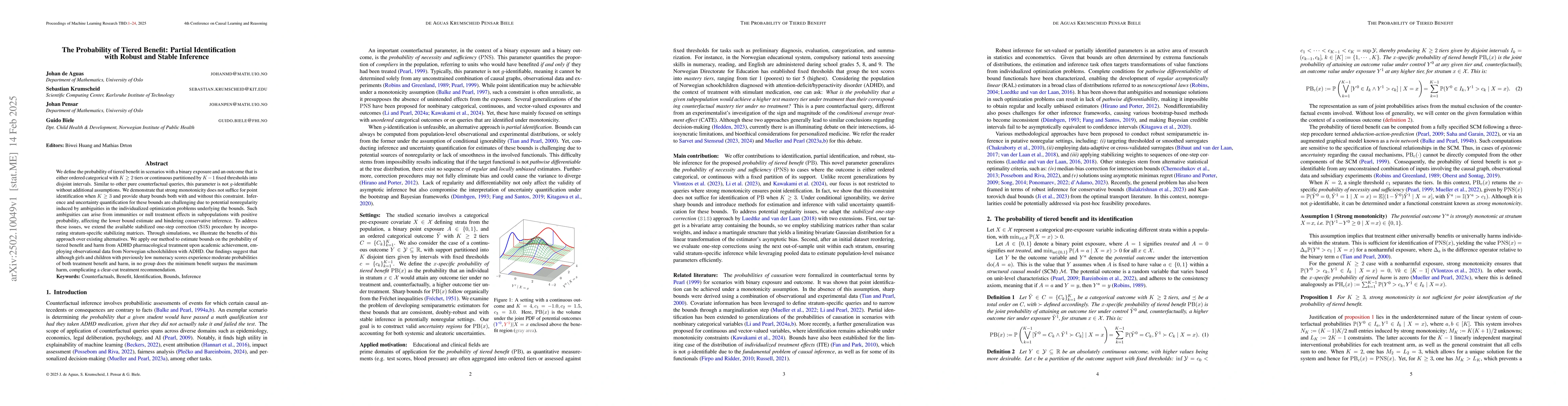 Thumbnail for The Probability of Tiered Benefit: Partial Identification with Robust
  and Stable Inference