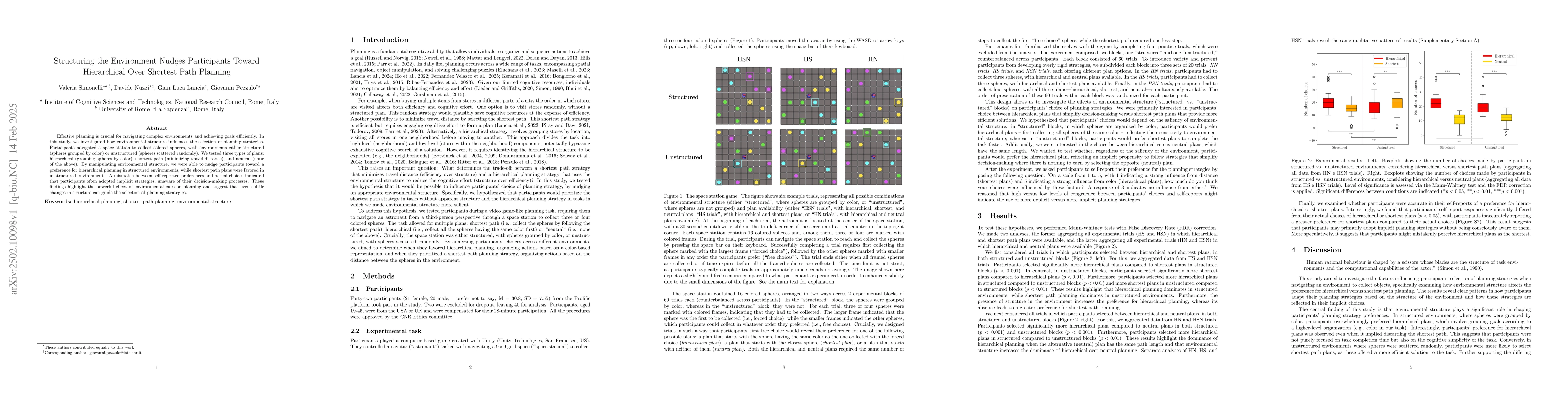 Thumbnail for Structuring the Environment Nudges Participants Toward Hierarchical Over
  Shortest Path Planning
