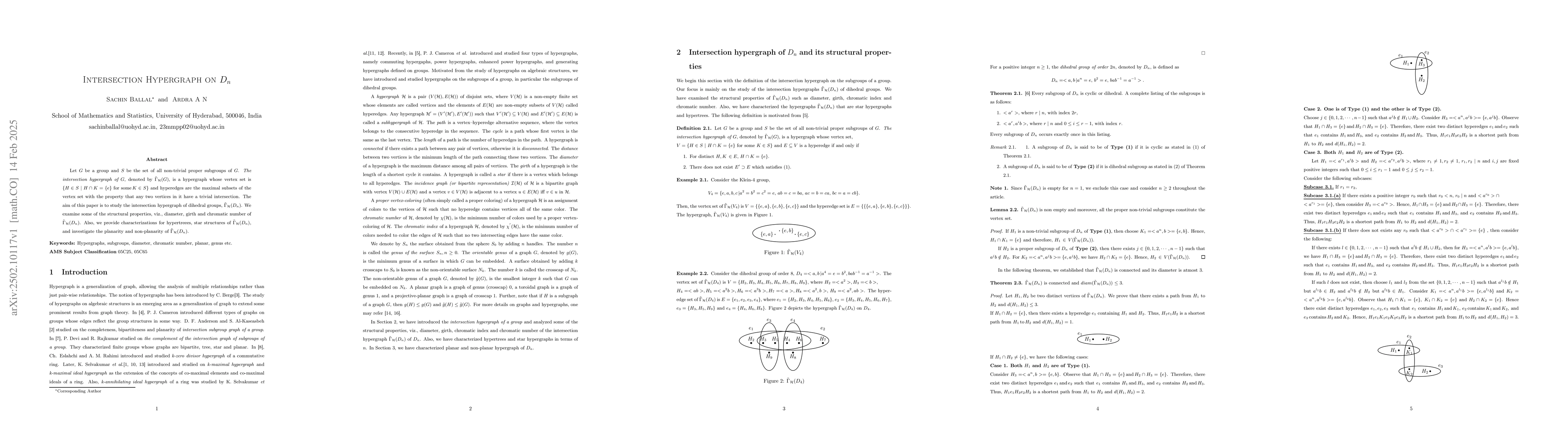 Thumbnail for Intersection Hypergraph on D_n