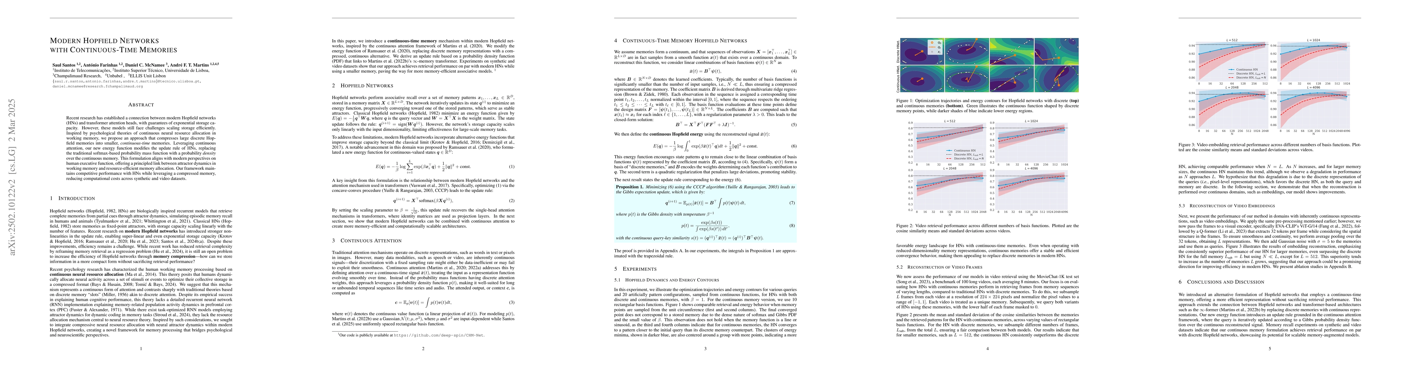 Thumbnail for Modern Hopfield Networks with Continuous-Time Memories