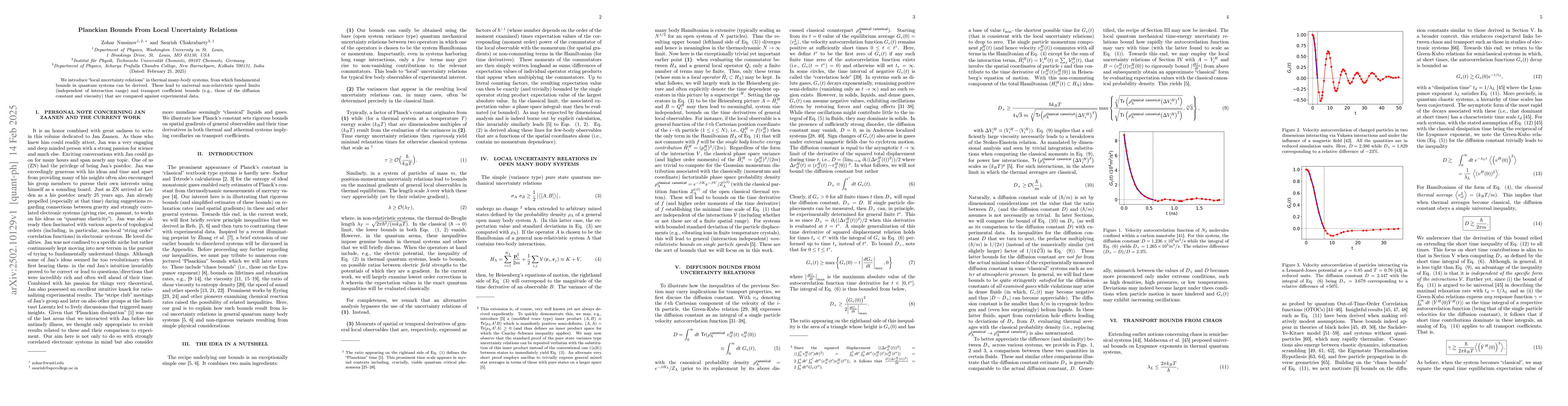 Thumbnail for Planckian Bounds From Local Uncertainty Relations