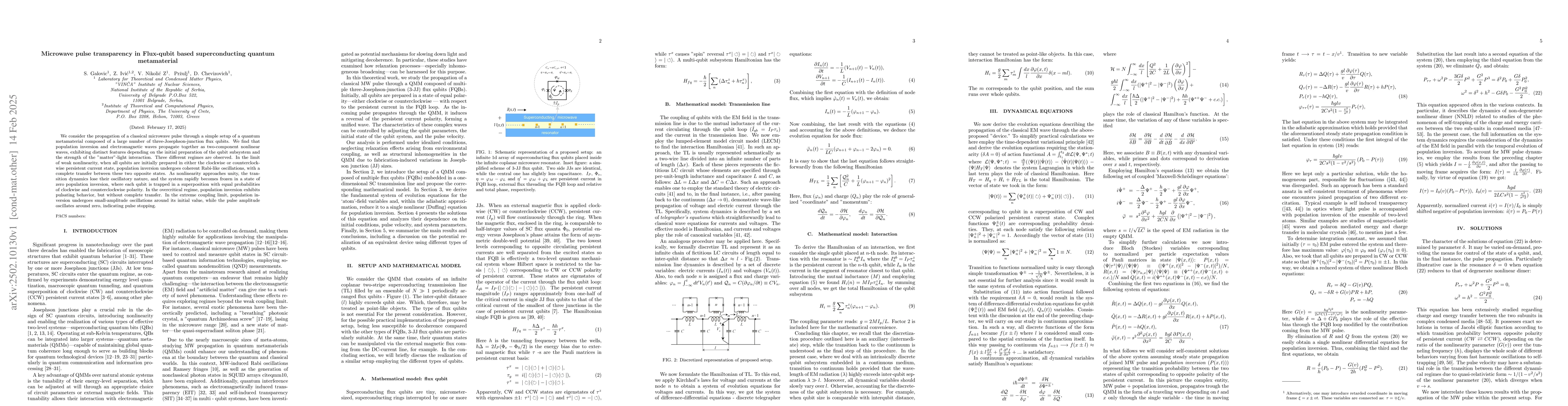 Thumbnail for Microwave pulse transparency in Flux-qubit based superconducting quantum
  metamaterial