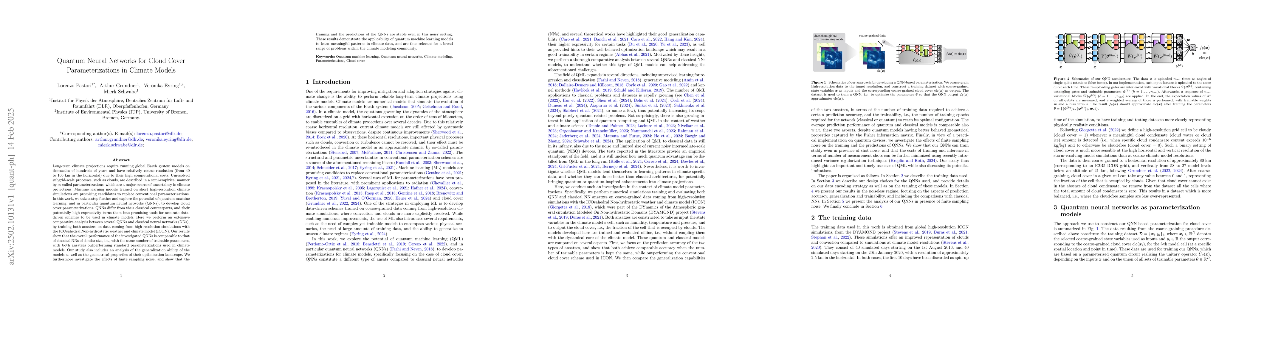Thumbnail for Quantum Neural Networks for Cloud Cover Parameterizations in Climate
  Models