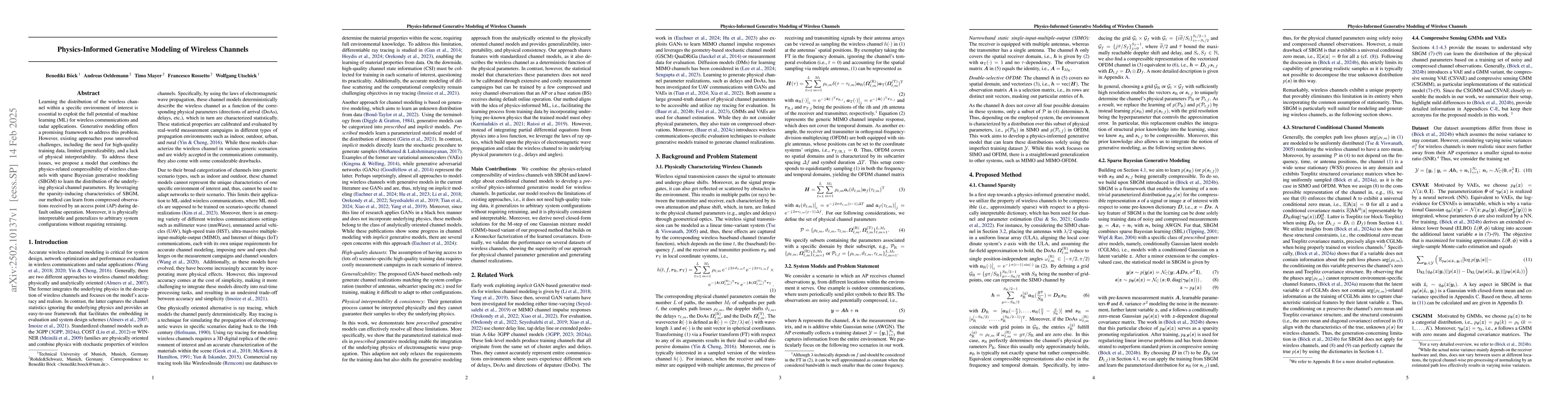 Thumbnail for Physics-Informed Generative Modeling of Wireless Channels
