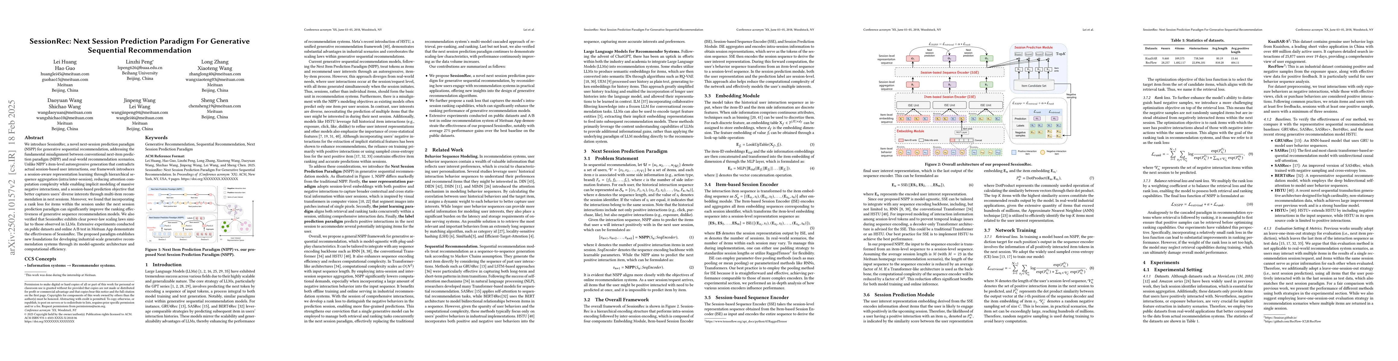 Thumbnail for SessionRec: Next Session Prediction Paradigm For Generative Sequential
  Recommendation