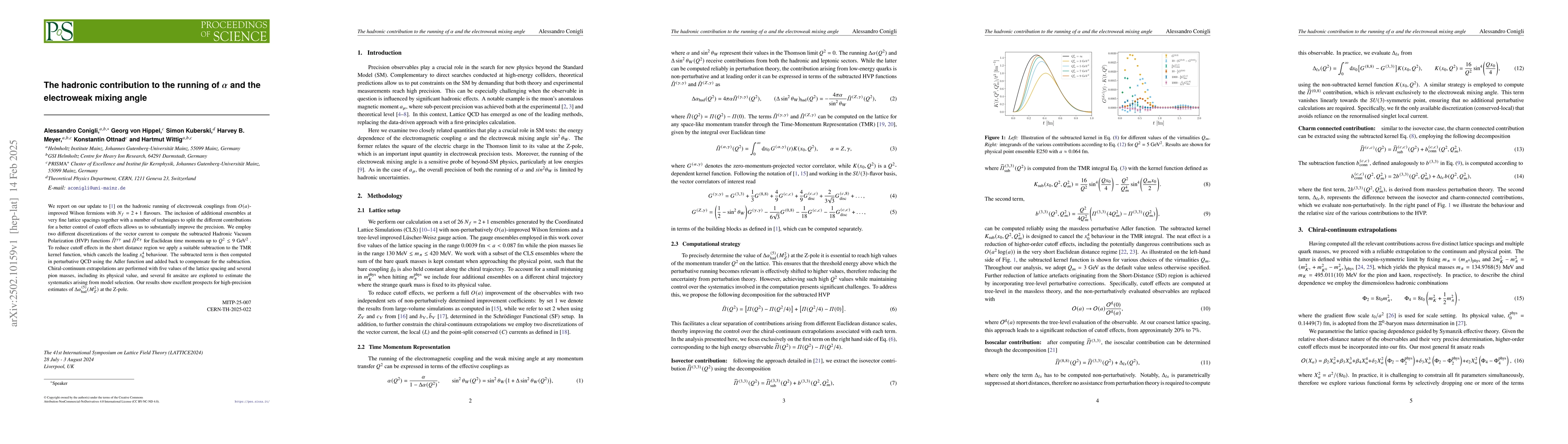 Thumbnail for The hadronic contribution to the running of $α$ and the electroweak
  mixing angle
