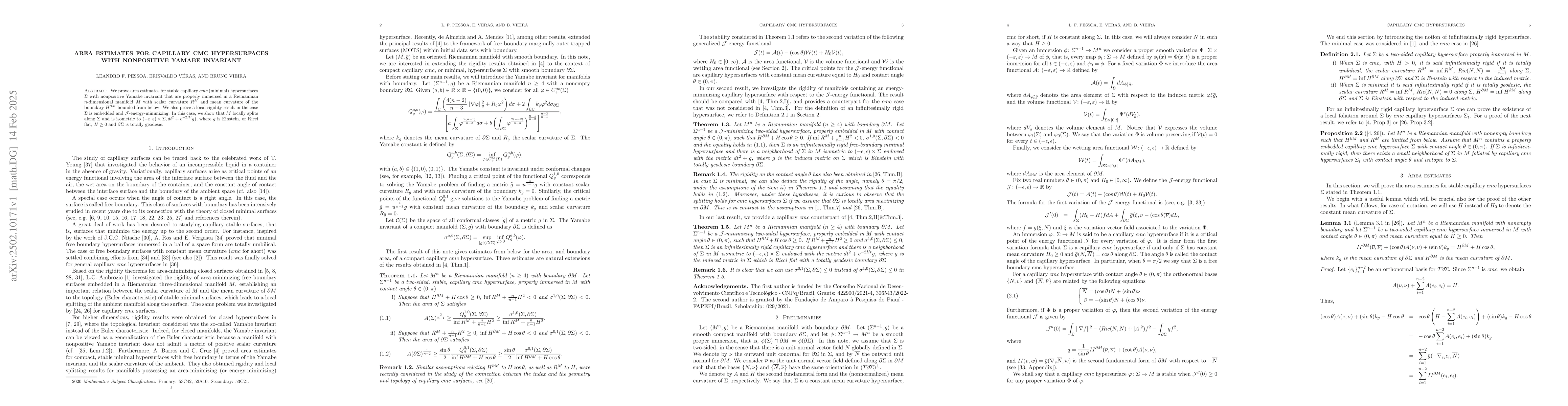Thumbnail for Area estimates for capillary cmc hypersurfaces with nonpositive Yamabe
  invariant