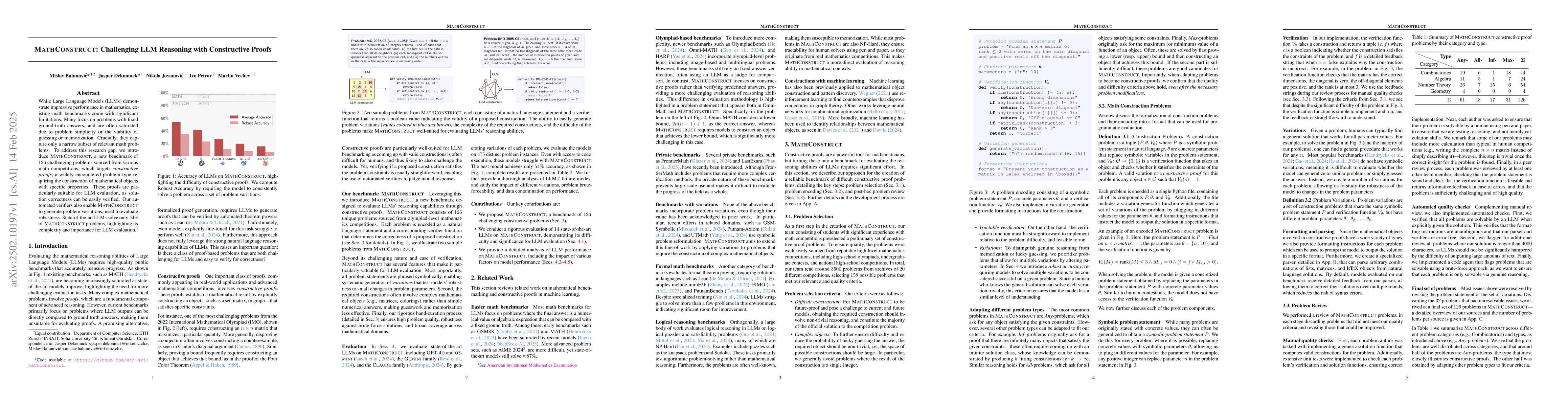 Thumbnail for MathConstruct: Challenging LLM Reasoning with Constructive Proofs