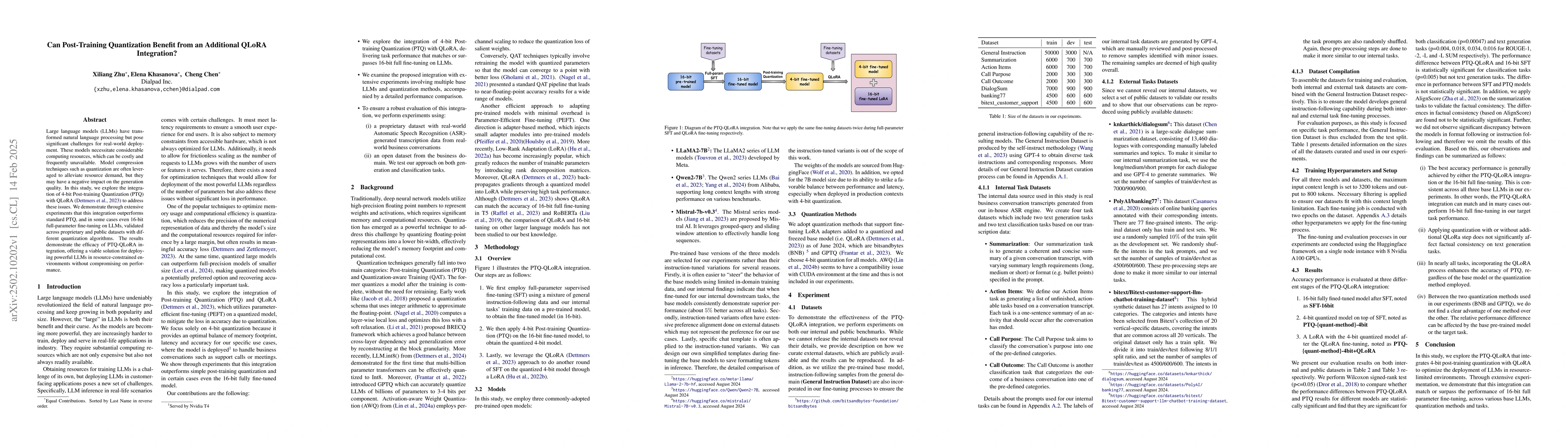 Thumbnail for Can Post-Training Quantization Benefit from an Additional QLoRA
  Integration?