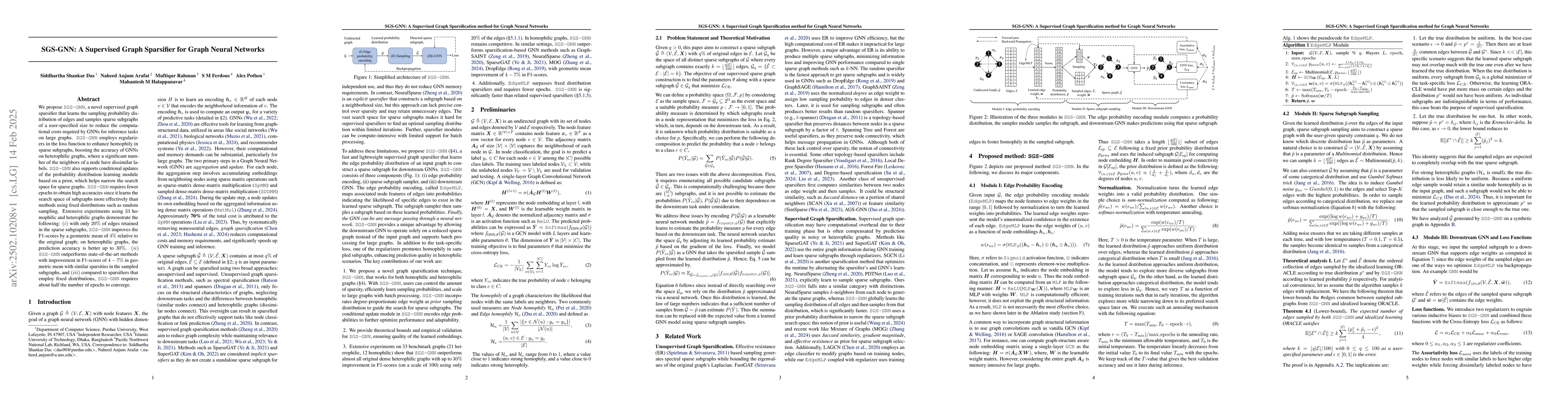 Thumbnail for SGS-GNN: A Supervised Graph Sparsification method for Graph Neural
  Networks
