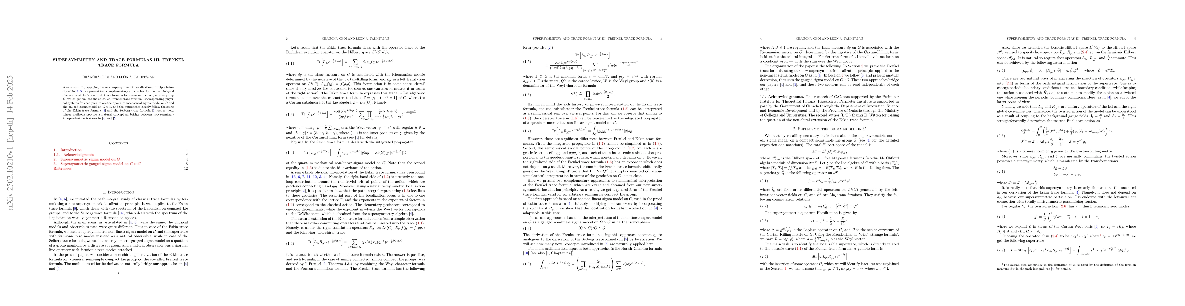 Thumbnail for Supersymmetry and trace formulas III. Frenkel trace formula