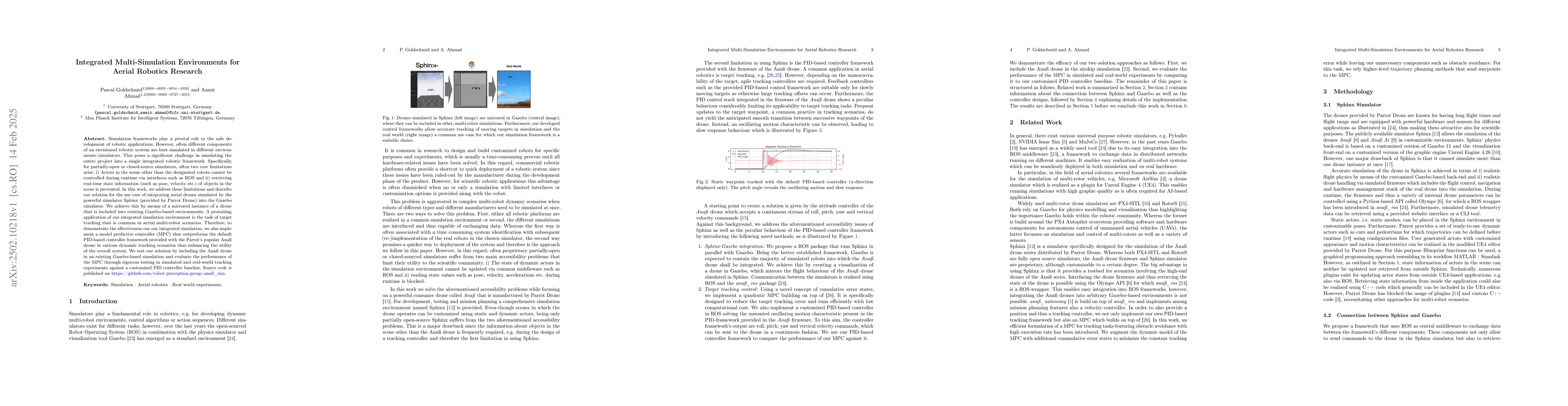Thumbnail for Integrated Multi-Simulation Environments for Aerial Robotics Research