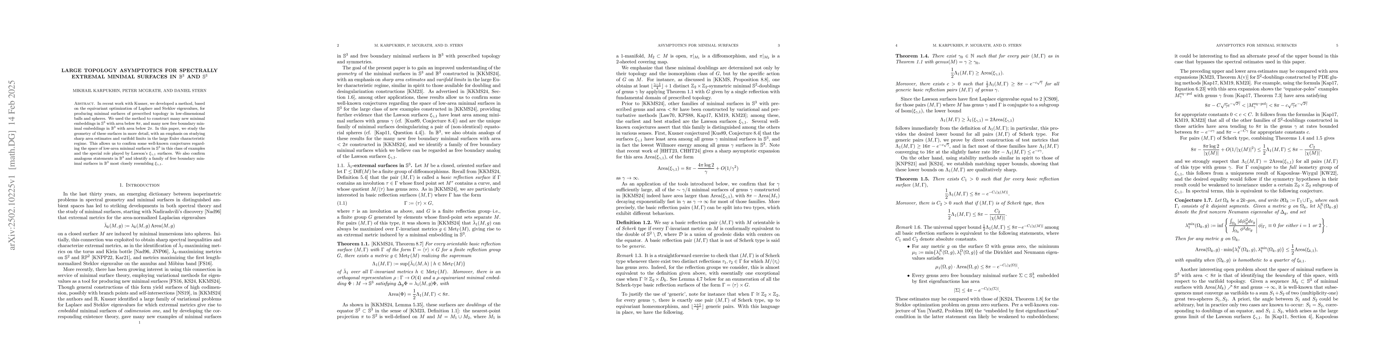 Thumbnail for Large topology asymptotics for spectrally extremal minimal surfaces in
  $\mathbb{B}^3$ and $\mathbb{S}^3$